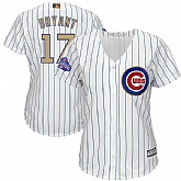 Women Chicago Cubs #17 Kris Bryant White World Series Champions Gold Program New Cool Base Stitched Jersey JiaSu,baseball caps,new era cap wholesale,wholesale hats
